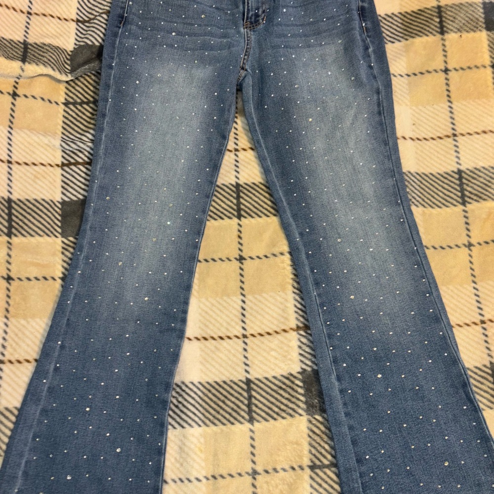Madden NYC Straight Leg Jeans With Rhinestones Mid Rise Size 8